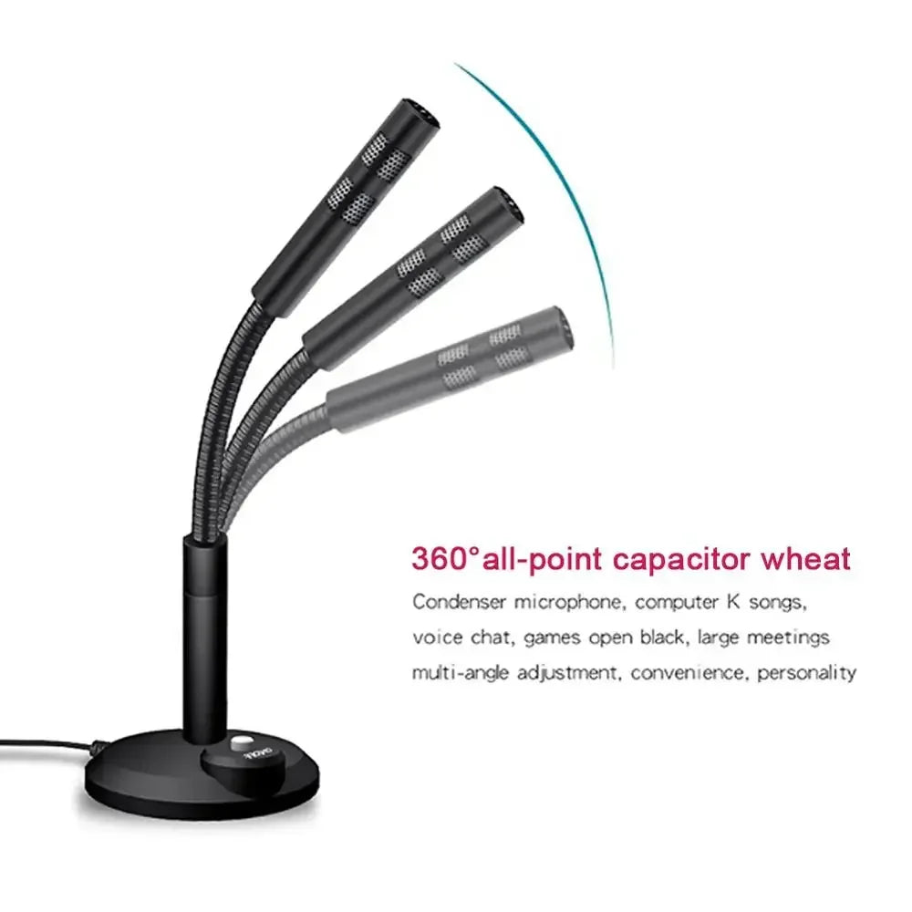 USB Desktop Microphone 3.5Mm Omnidirectional PC Laptop Computer Mic for Computer Gaming Recording Chatting Singing Meeting-ADS1501