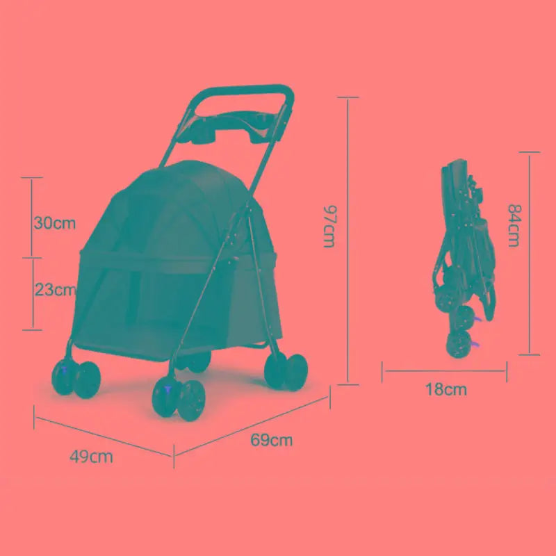 Foldable Pet Stroller - Perfect for Small Dogs, & Puppies