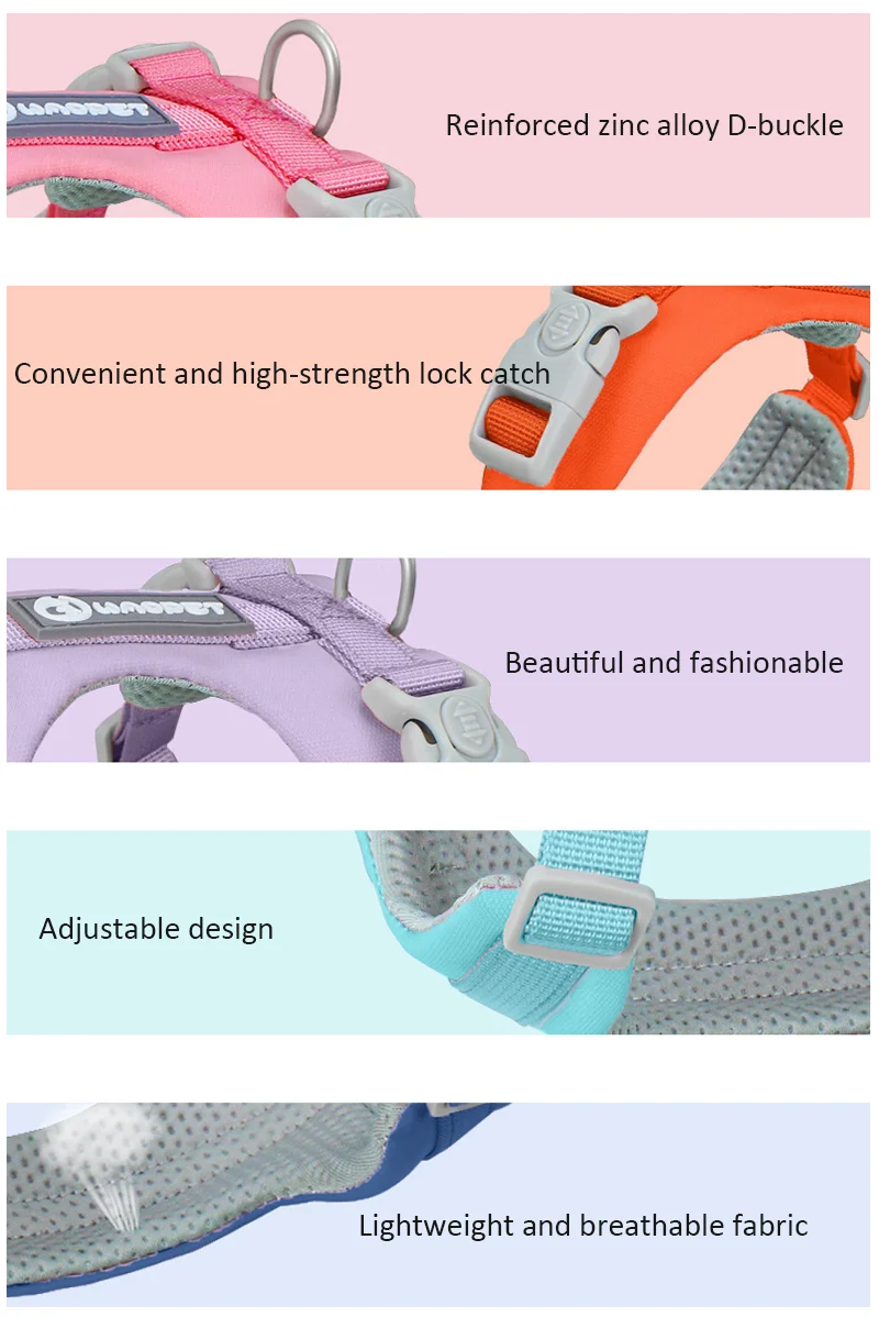 Makaron Series Dog Harness Leash Outdoor Walk Adjustable Pet Chest Strap Breathable Lightweight Pet Harness for Small Medium Dog