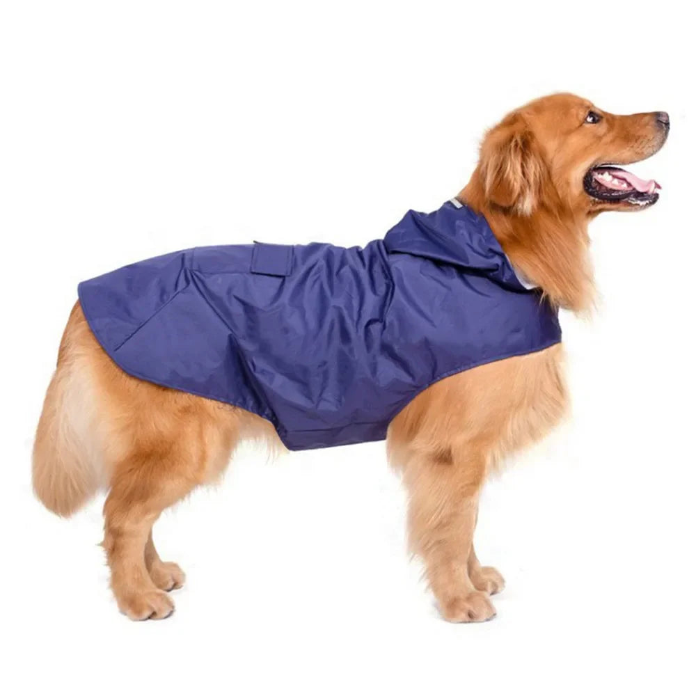 Large Pet Dog Face Raincoat Waterproof Polyester Safety Reflective Stripe Rain Jacket for Golden Retriever Labrador Husky S-6XL