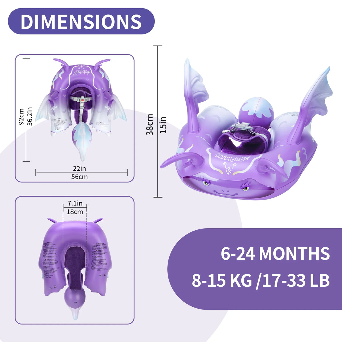 Swimbobo  New Upgrade Cute Cartoon Safety PVC Pool Float Baby Inflatable Swimming Infant Floating Kids Ring Circle Summer Toys