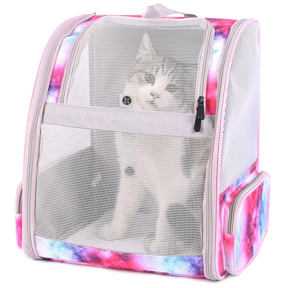 Outdoor Travel Pet Carrier Backpack - Breathable Vented Mesh Bag Suitable for Small Dogs, and Other Pets