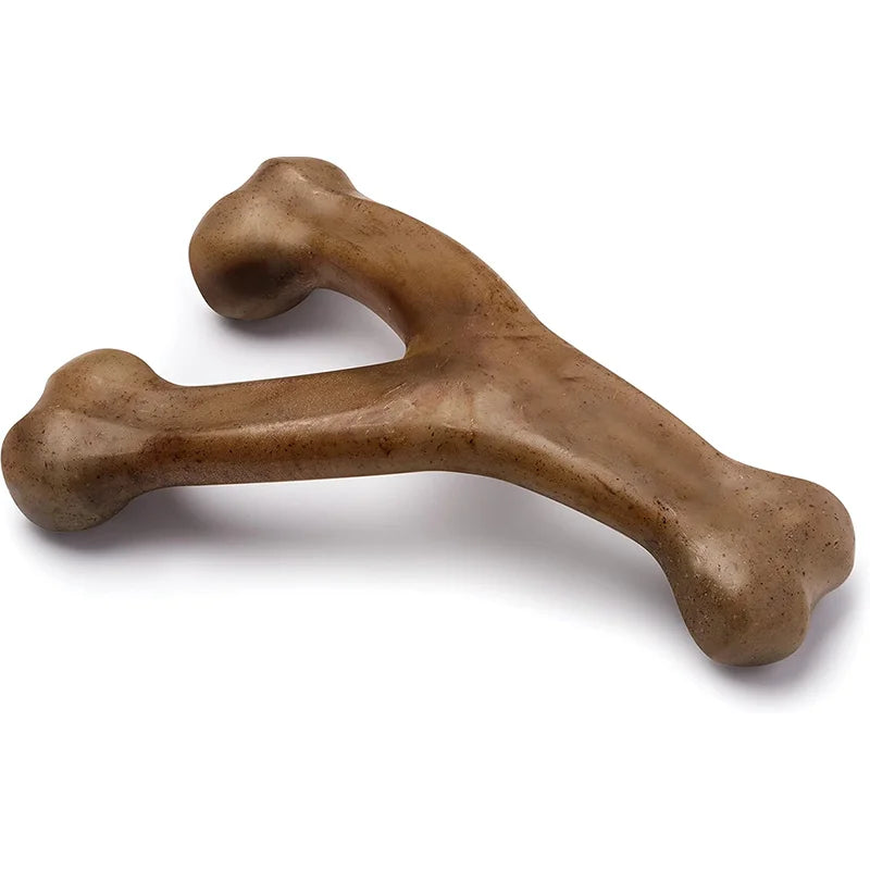 Wishbone Durable Dog Chew Toy for Aggressive Chewers Real Bacon Flavor