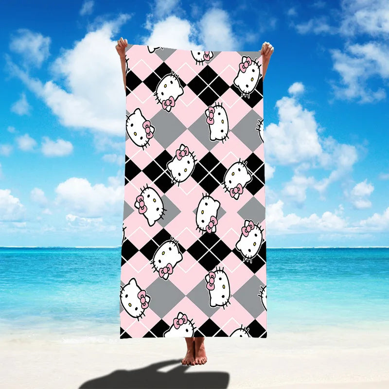 Sanrio Hello Kitty Beach Towel Cartoon Style Microfiber Large Beach Towel Bath Towel Multifunctional Square Towel Beach Towel