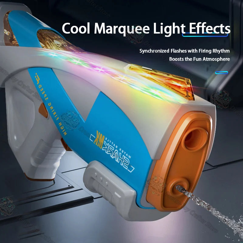 Electric Water Gun Toy for Kids Automatic Suction Blaster Handheld Outdoor Splash Soaker Space Style Boat Play Beach Shooting Fu