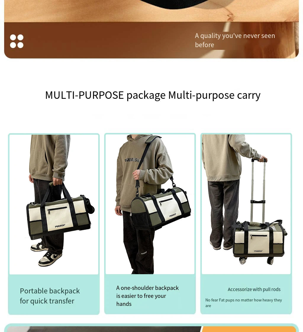 PUUROF Cat bag Going out portable warm dog bag Cat bag Shoulder carrier Cat car pet suitcase Pet backpack