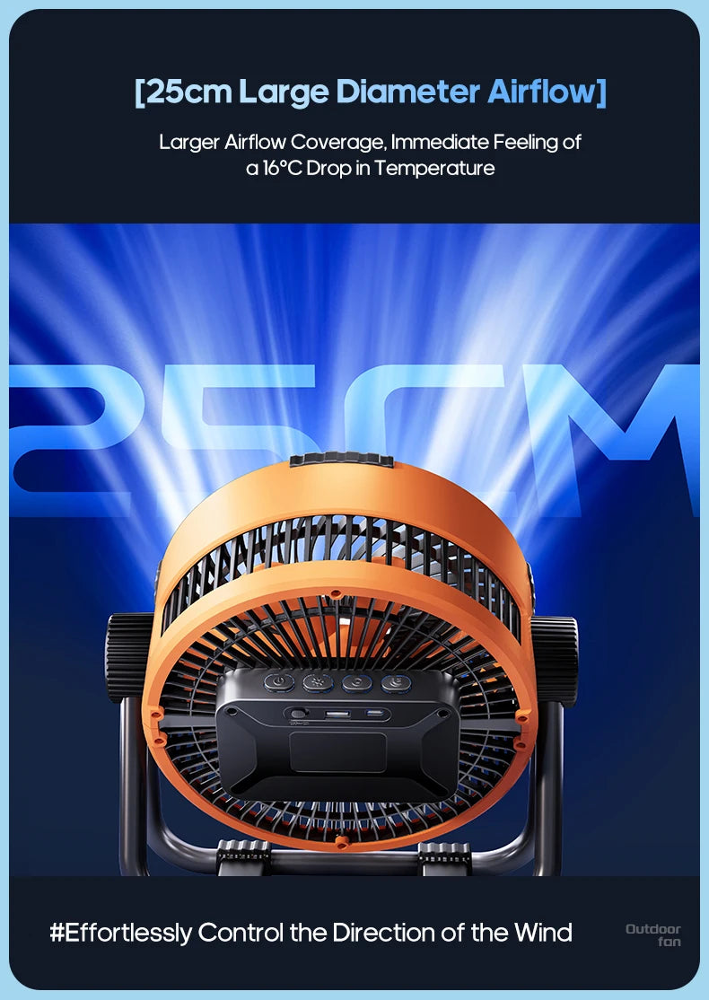 New Multifunctional 6 in 1 Desktop Fan 20000mAh Outdoor Camping Fan Air Circulator 4 Speed Adjustment Wireless Tent Ceiling Fan