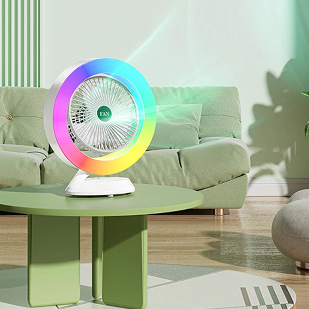 RGB Colorful Desktop Fan: Whisper - Quiet, Boasting Potent Wind Power in a Compact Design. The Ultimate Choice for Personal Cool