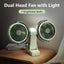 Eary Summer Clip Dual Head Fan 4000mAh 3 Wind Speeds 2 Light Modes USB Rechargeable With 360° Rotatable Desktop Air Cooling Fan