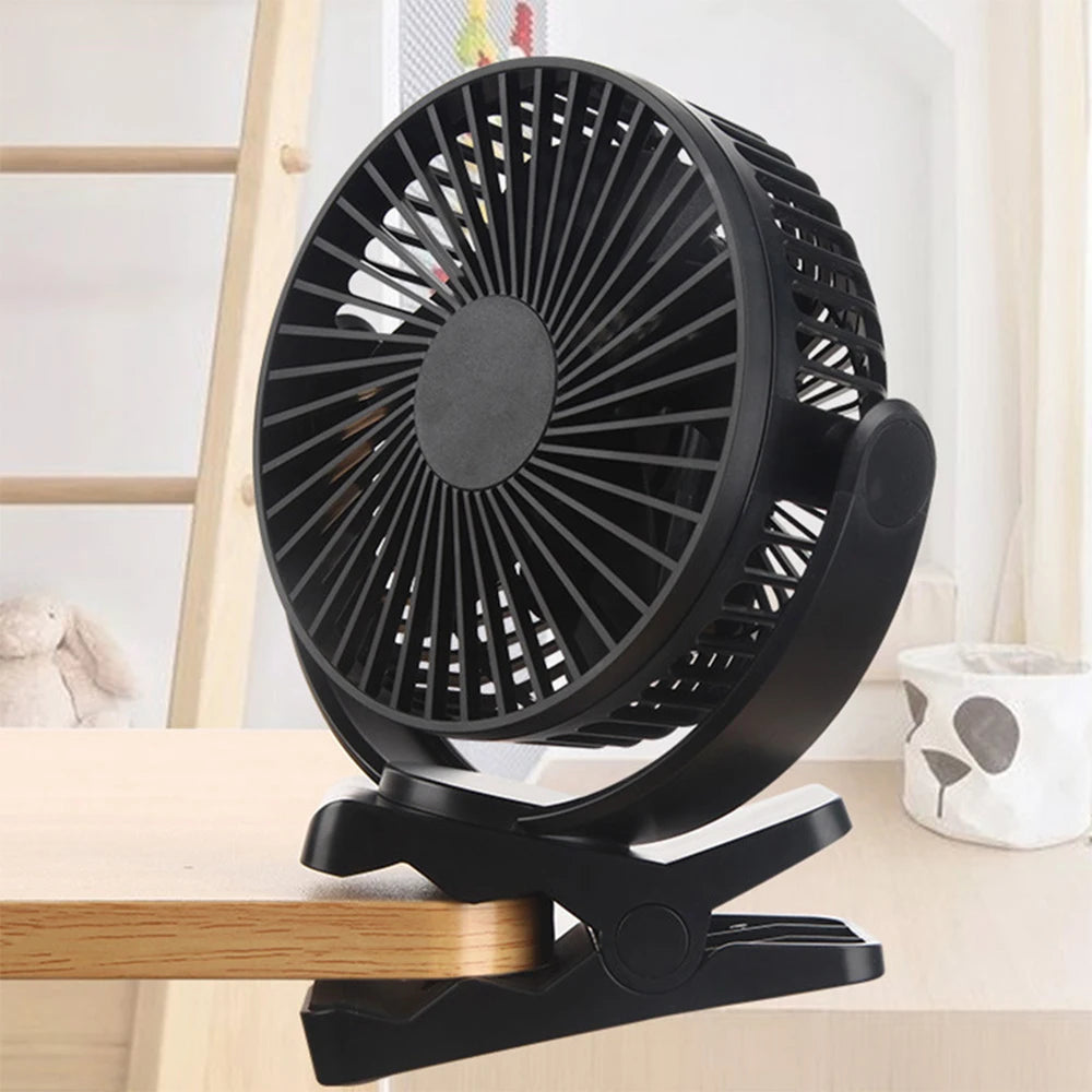 5inch/8inch Rechargeable Battery Operated Clip on Fan, USB & Type-C Charging, 4 Speeds Adjustable Portable Desktop Fan
