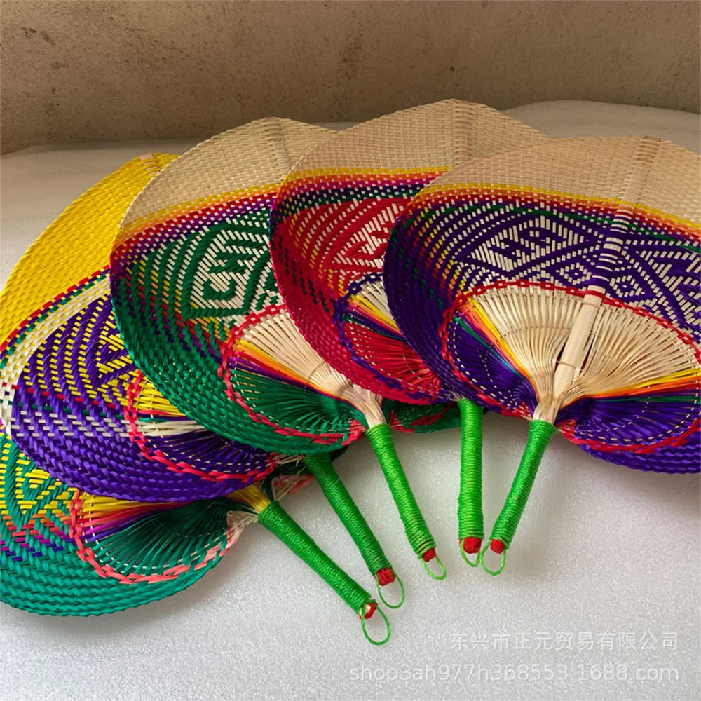 Handmade Bamboo Woven Fan Straw Woven Summer Cooling Hand Fan Creative Sunflower Fan Peach Heart Large Fan