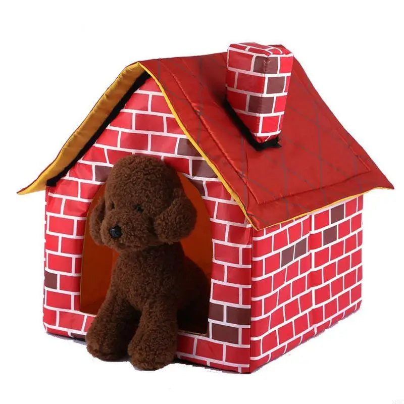 N84C Foldable for Cat Dog House Washable Puppy Bed Pet Dog Tent Cozy Dog Igloo with M