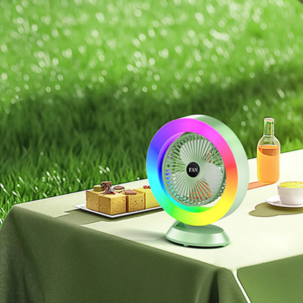 RGB Colorful Desktop Fan: Whisper - Quiet, Boasting Potent Wind Power in a Compact Design. The Ultimate Choice for Personal Cool