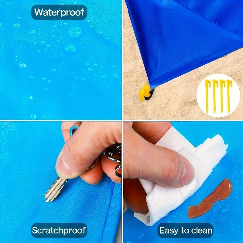 Waterproof and sand-proof beach mat, suitable for 3 adults - Outdoor picnic mat, suitable for travel, camping and hiking.