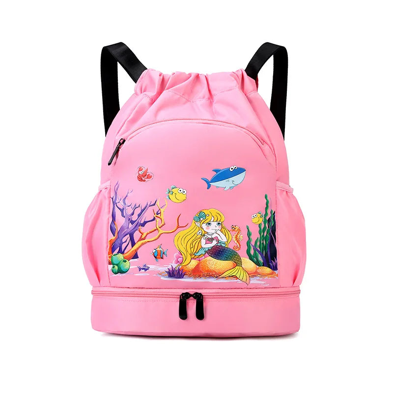 Kids Swimming Backpack Children Dry Wet Sports Gym Fitness Bag Waterproof Beach Shoulder Rucksack  Cartoon Travel Duffel Pack