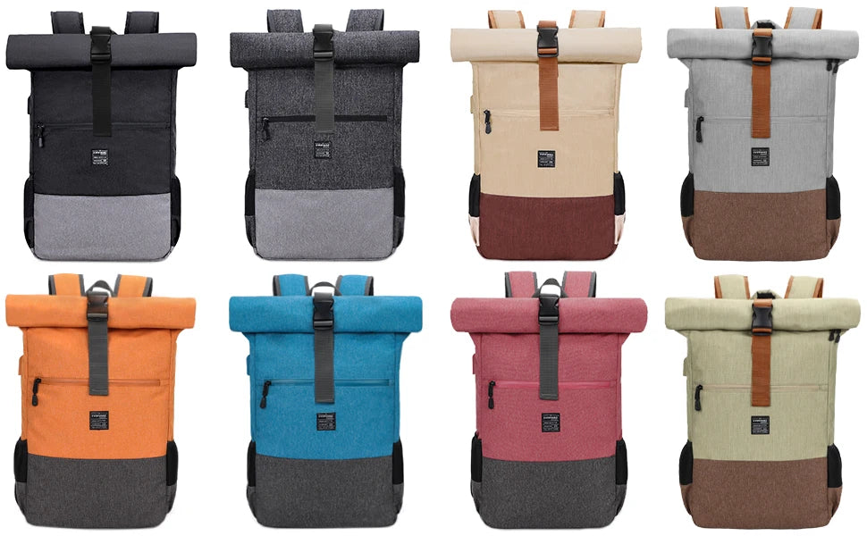 EverVanz Rolltop Backpack, Daypack With Compartment For 12 - 17 inch Laptop, Waterproof And Anti-Theft
