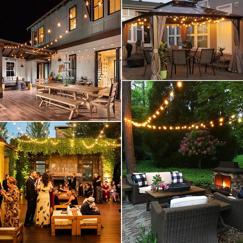 ST38 LED String Lights 10M 15M 30M Waterproof Patio Light Outdoor LED Fairy Light Wedding Decoration For Garden Cafe Backya