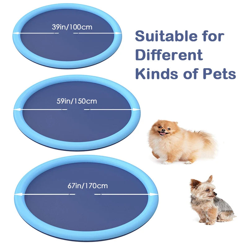 Splash Pad for Dogs Kids Outdoor Water Play Mat Sprinkler Toy Non-Slip Dog Pool Summer Backyard Fun Durable Pet Water Mat