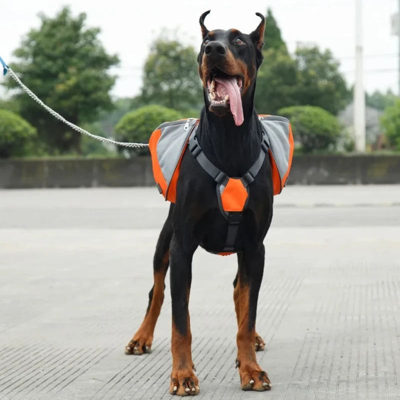 Oxford Fabric Outdoor Dog Backpack Double snack bag, dog training bag Waterproof Reflective Saddle Bag Medium Large Dog Tactical