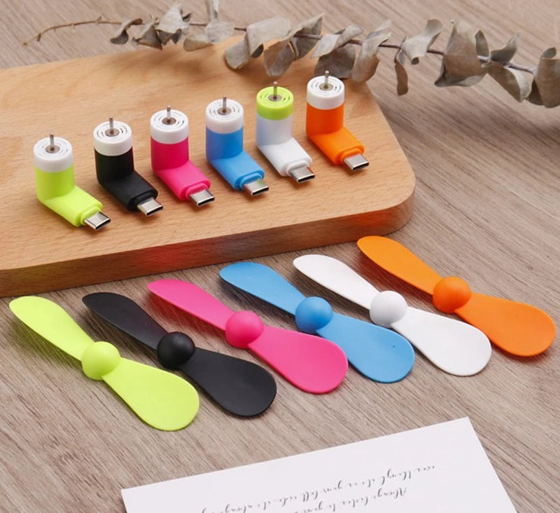 Creative Mini Portable Micro Fan Mobile Phone Mini Fan Charging Treasure Cooling Fan USB Gadget Fans Tester For Type-C
