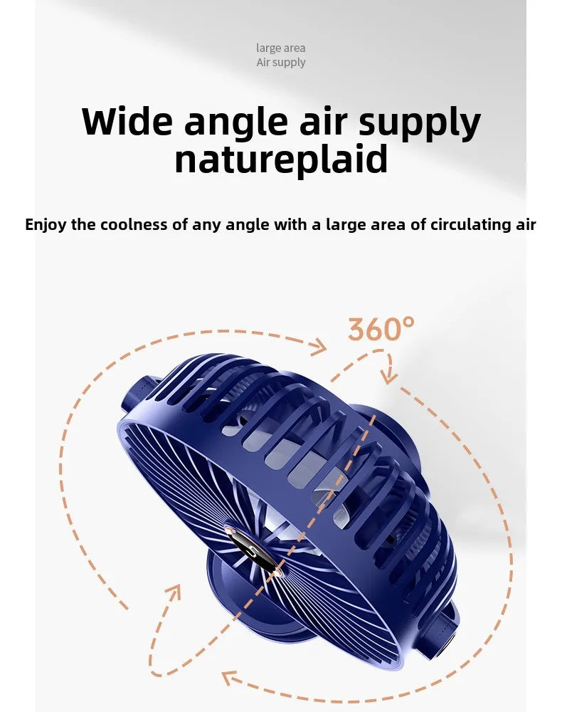 1800mAh Clip Electric Fan 5 Speed Quiet Rechargeable Desktop Portable Air Circulator Wireless Fan with LED Light Camping Fans