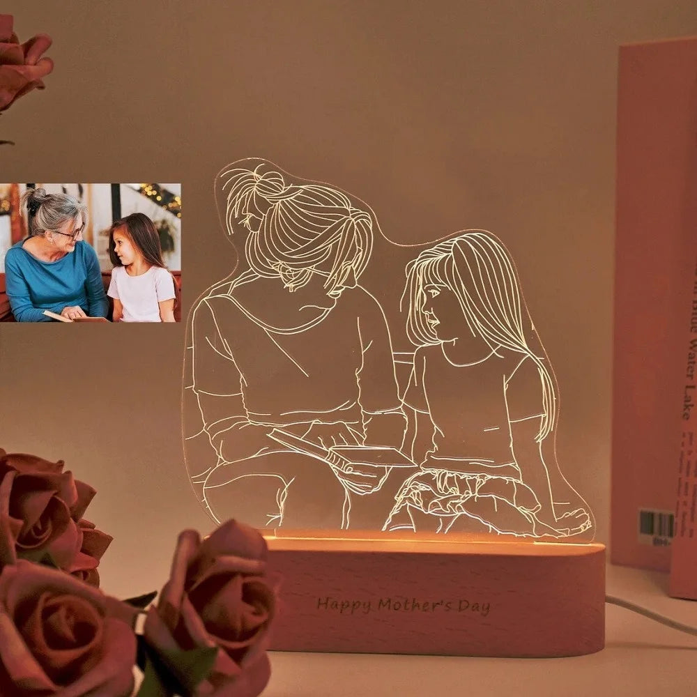 Dropshipp Personalized Gift 3D Photo Lamp Engraving Base Text Custom Valentine's Day Anniversary Birthday 3D Night Lights Lamp