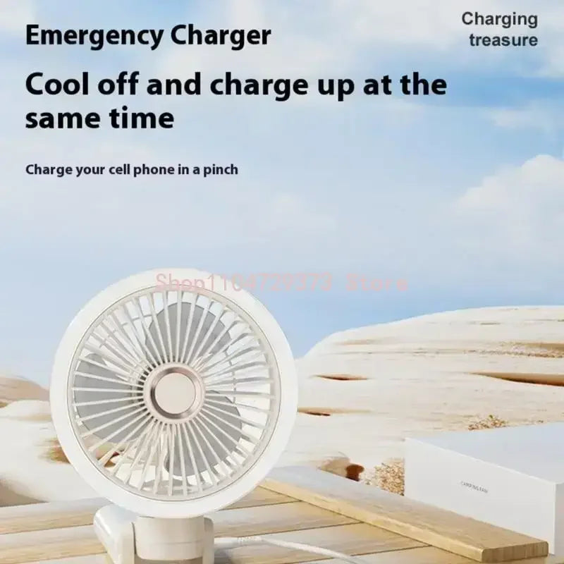 Rechargeable Clip On Fan USB Powered Foldable Cooling With LED Night Light 3 Speeds for Office Camping Adjustable Cooling Device