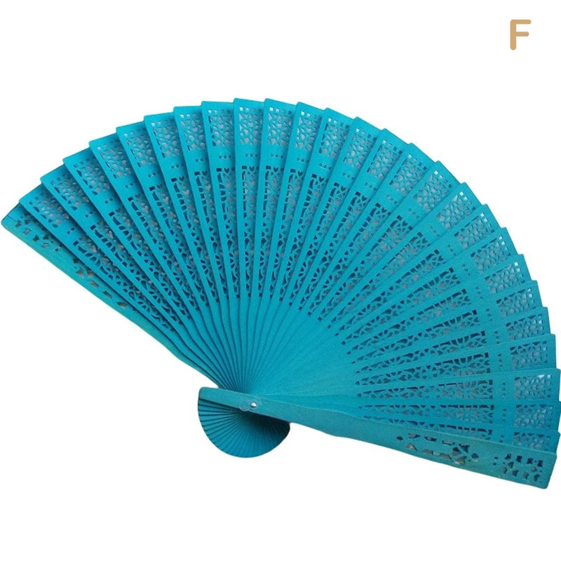 Fashion Wedding Hand Fragrant Party Carved Bamboo Folding Fan Chinese Wooden Fan Vintage Hollow Antiquity Folding Fan