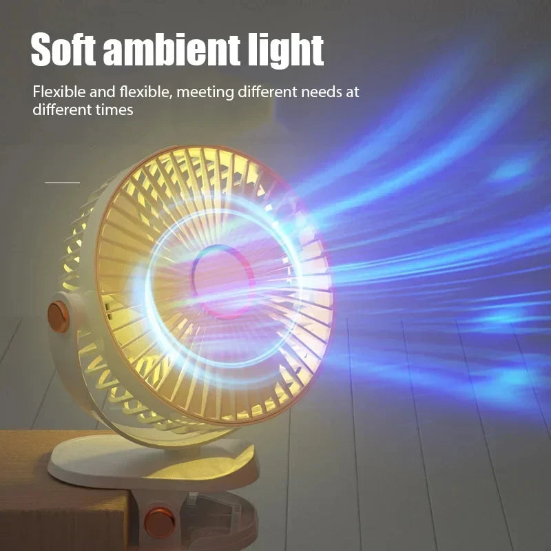 Xiaomi Clip-on Fan 5 Speed Quiet Rechargeable Home Desktop Portable Air Circulator Wireless Fan Light With LED Display For Camp