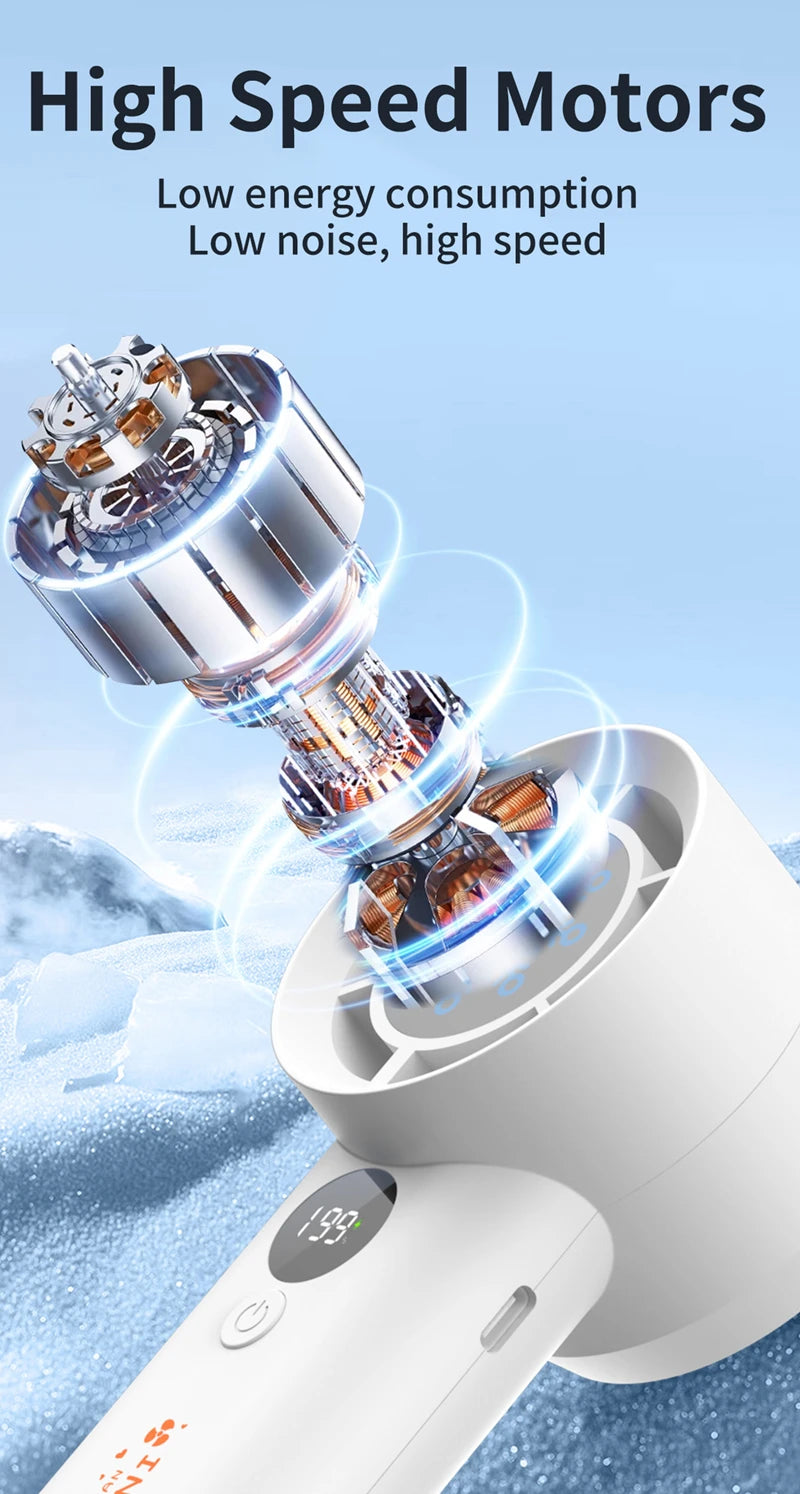 Xiaomi New Handheld Fan 100 Wind Speeds Adjustable USB Charging Mini Digital Display Large Wind Turbine Leafless Electric Fan