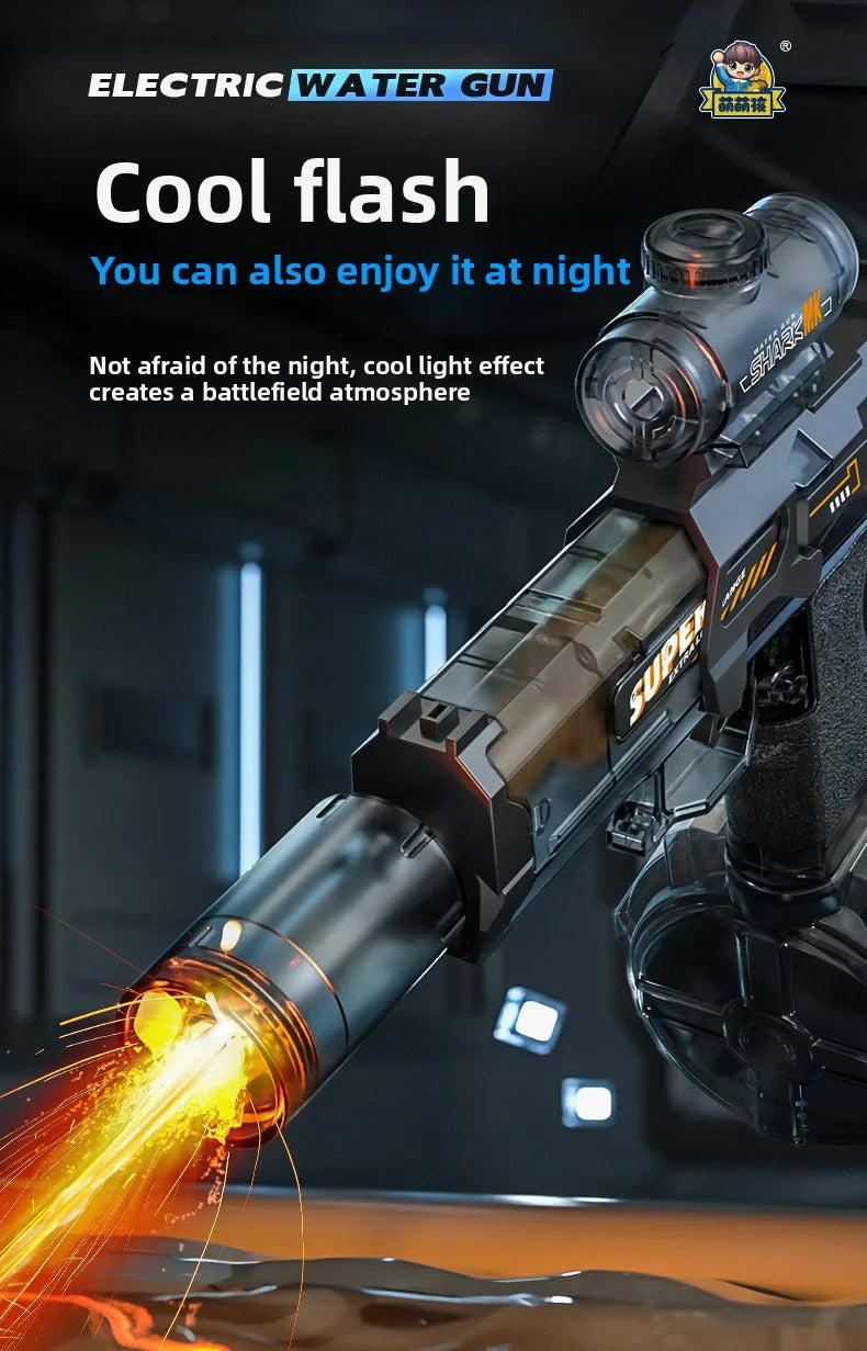 Electric Water Gun Outdoor Toys LED Light Sound Effects Flame Spray High Pressure High Speed Squirt Gun for Kids Adults Summer