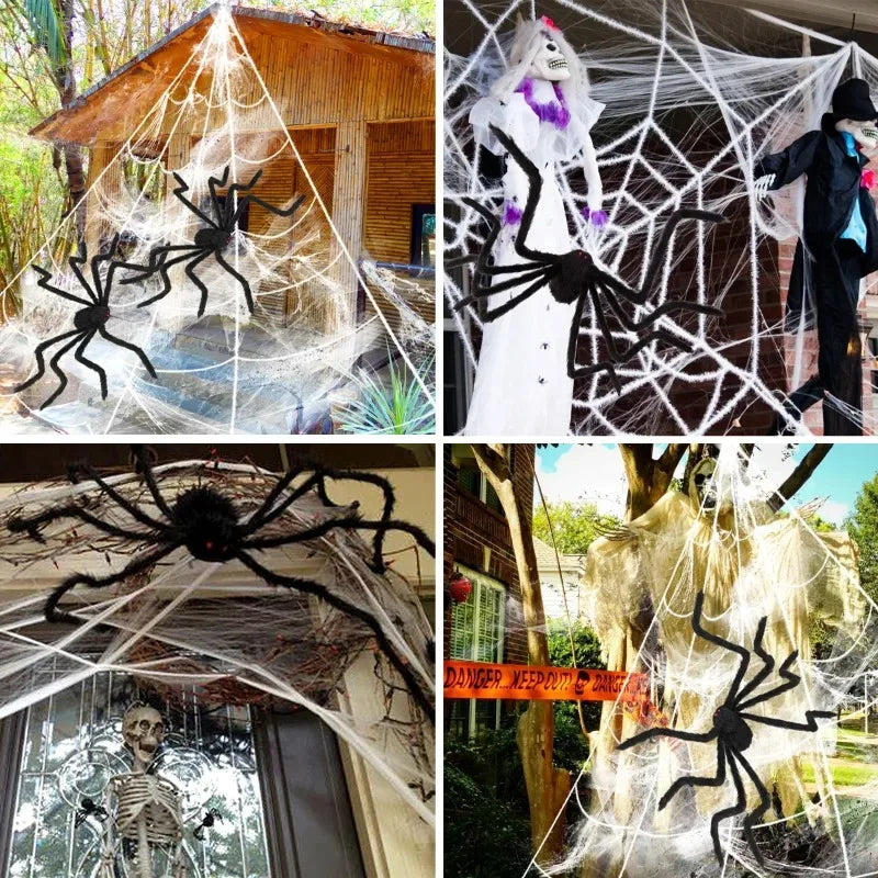 30cm/50cm/75cm/90cm/125cm/150cm/200cm Horror Halloween Giant Black Spider Decoration Haunted House Party Props Halloween Decor