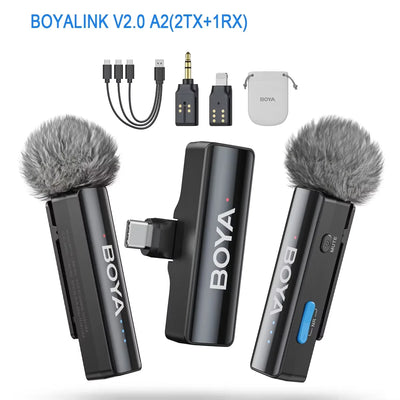 LINK 2 Wireless Lavalier Microphone for Iphone Android DSLR Cameras Smartphone Gaming Youtube Video Recording Streaming