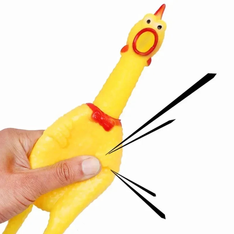 Novelty Yellow Screaming Chicken Dog Toy-Durable Rubber Squeaker for Boredom Relief Bite-Resistant Chew Toy for Small/Medium Dog