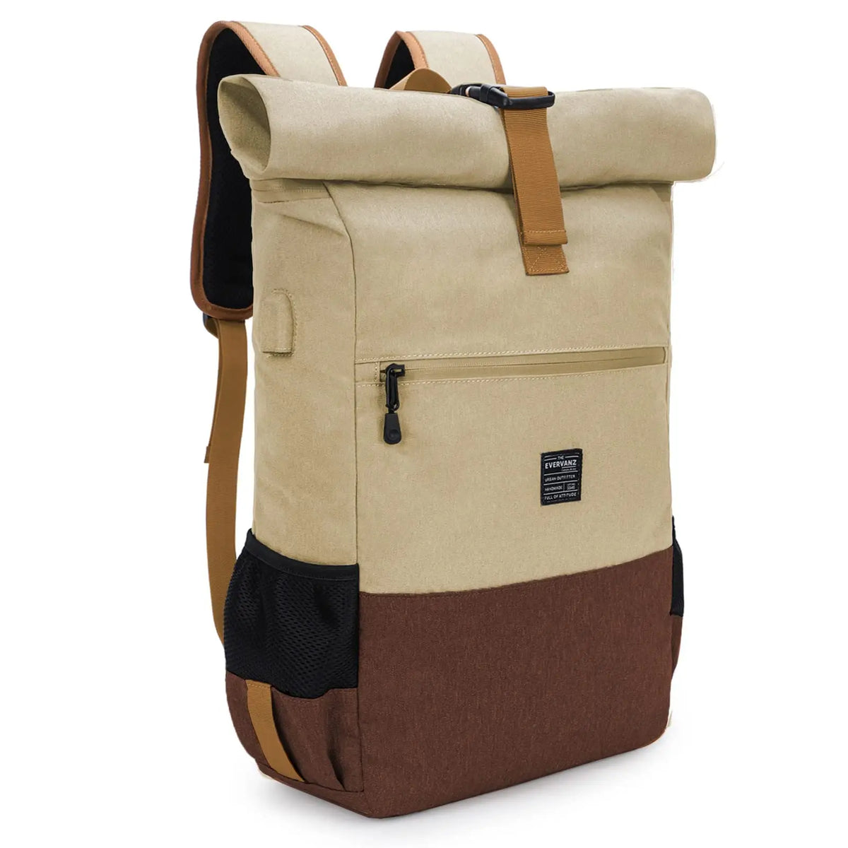 EverVanz Rolltop Backpack, Daypack With Compartment For 12 - 17 inch Laptop, Waterproof And Anti-Theft