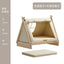 Wooden Oxford Cloth Dog Bed  Elevated Moisture-Proof Tent Enclosed Safety House  All-Season  Dog Shelter with Frame Support