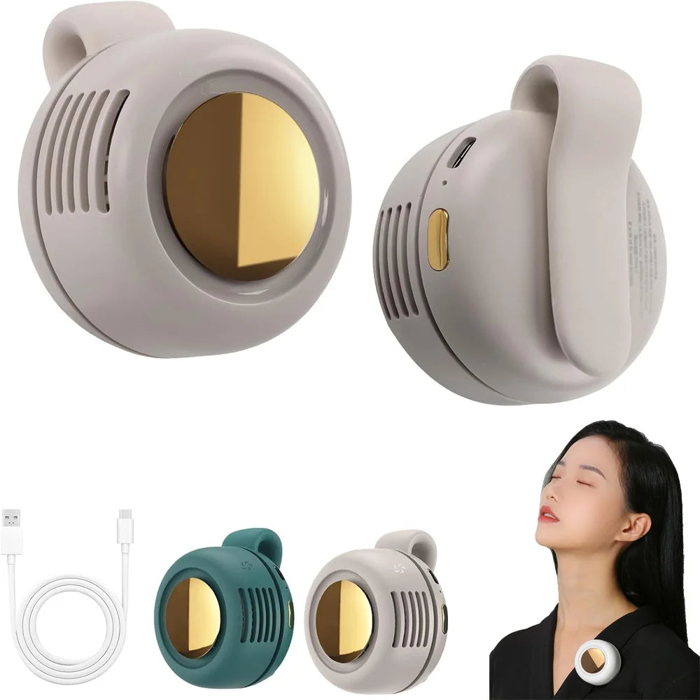 Portable Silent Mini Clip Fan Bladeless USB Fan Built-in 900mAh Battery Hanging Waist Electric Fan 3 Speeds for Outdoor Travel