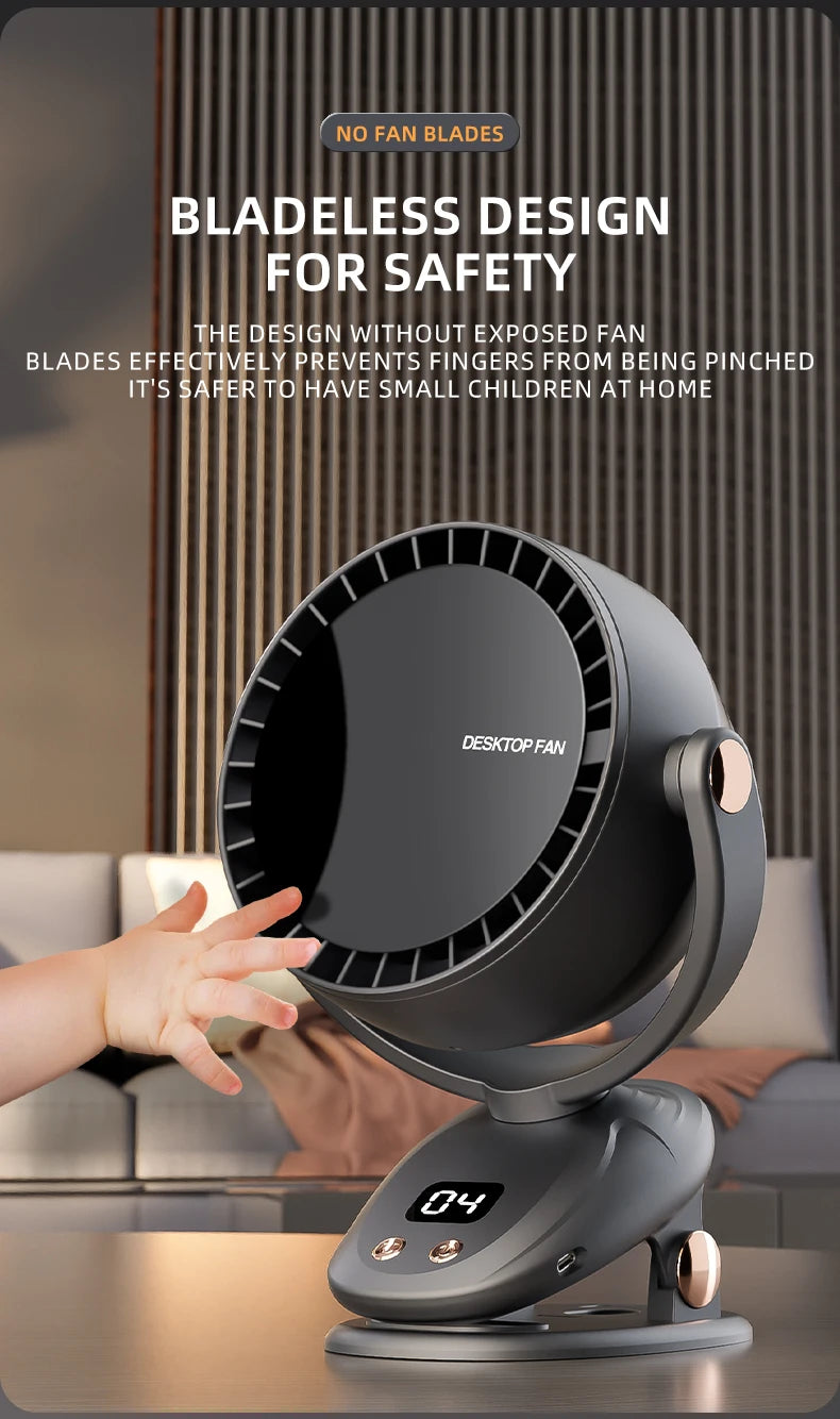 New USB Multi functional Leaveless Clip Fan Outdoor Camping Desktop Charging Wireless Fan