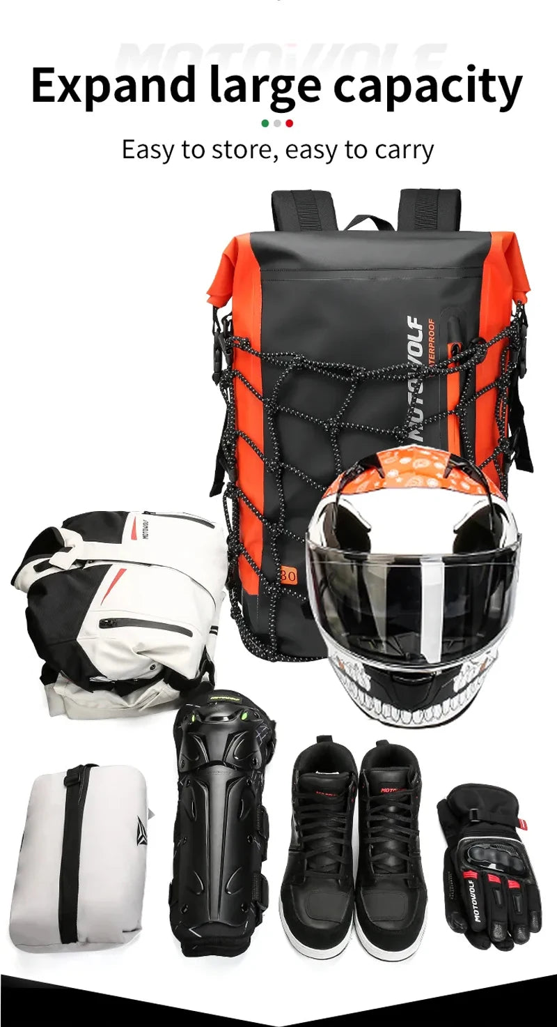 Motorcycle Backpack Men Women Waterproof Bag Full Face Helmet Backpack Rider Bag Reflective Travel Bag Motorcycle Helmet Bags
