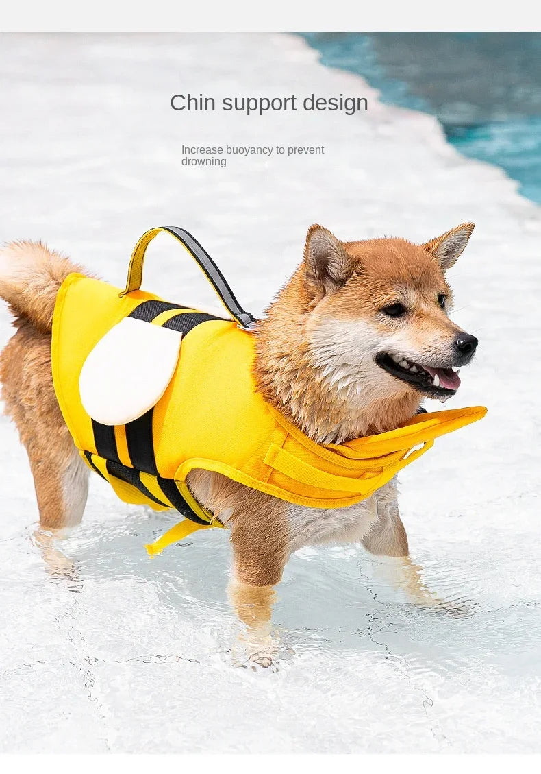 Summer Animal Shaped Bee Dog Life Jacket, Medium-sized Small Dog Universal Dog Swimsuit, Pet Buoyancy Jacket