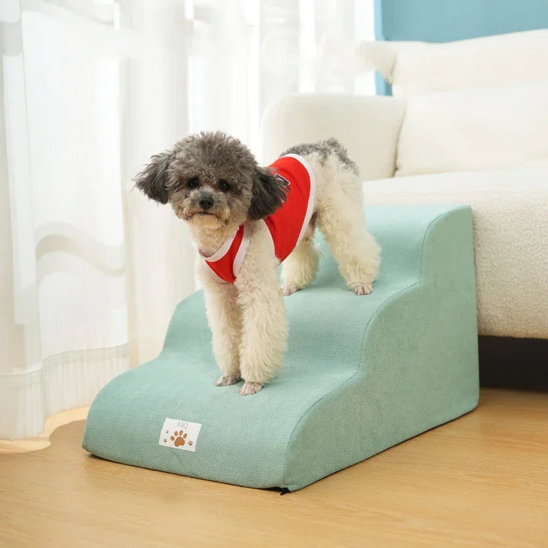 Pet 3 Step Stair Dog/Cat Ramp Ladder High Elasticity Sponge Dogs Sofa Removable and Washable Training Pet Non-Slip Ramp Stairs