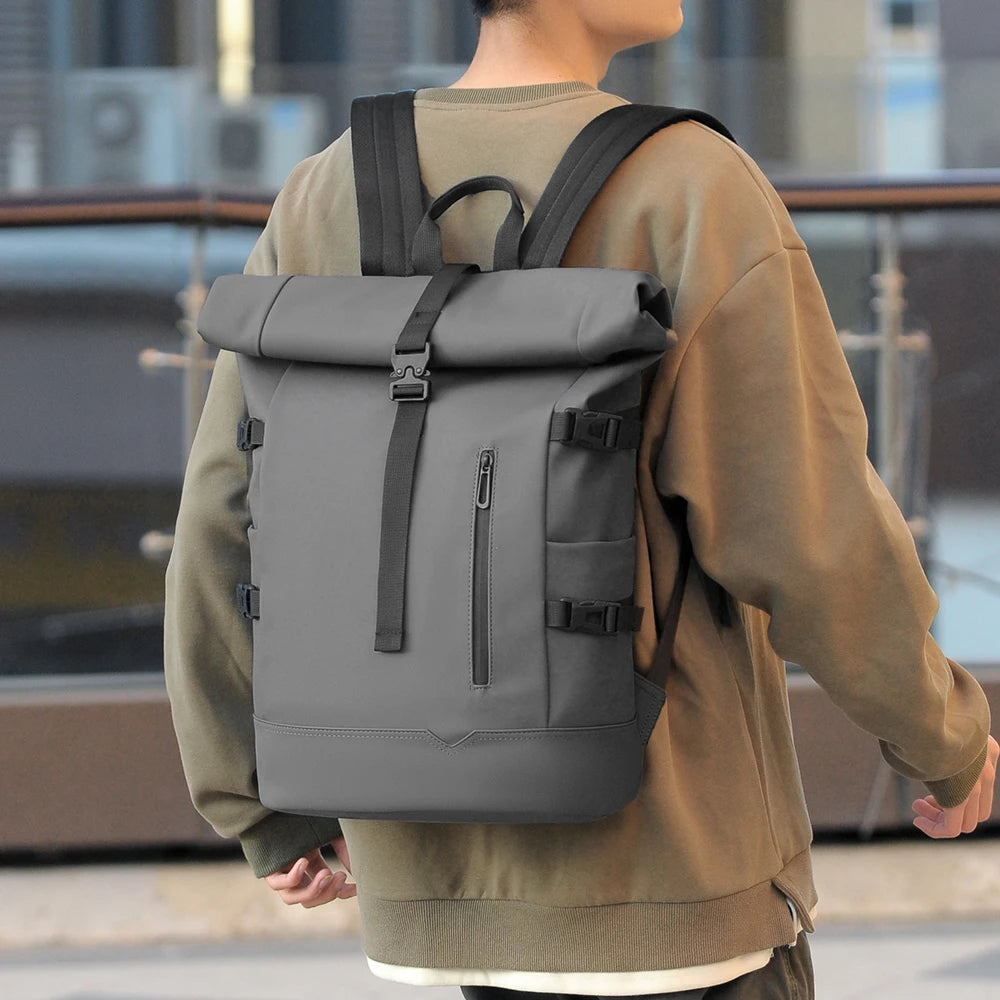 Waterproof Durable Outdoor Backpack Roll Top Fashion Casual Backpack for Hiking Travel Men Women Daily Commute