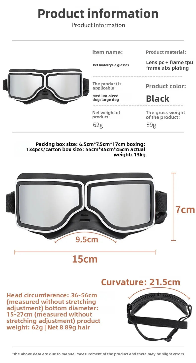 Pet Glasses New Dog Locomotive Glasses Sunglasses Medium and Large Dog Goggles Windproof Sunscreen Pet Accessories