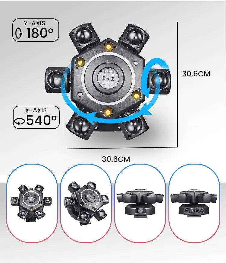 KEMAX Mini Beam 100W LED Mobile Head RGBW 6Arm Strobe Disco Party Light DMX DJ Accessories Nightclub Robot Stage Effect Light