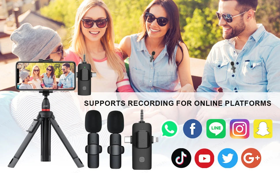 4 in 1 Wireless Lavalier Microphone 3.5Mm Intelligent Noise-Reducing Mic for Iphone Android SLR Camera Loudspeaker Speake Radio-ADS1502