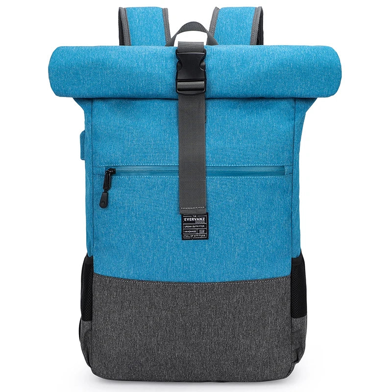 EverVanz Rolltop Backpack, Daypack With Compartment For 12 - 17 inch Laptop, Waterproof And Anti-Theft