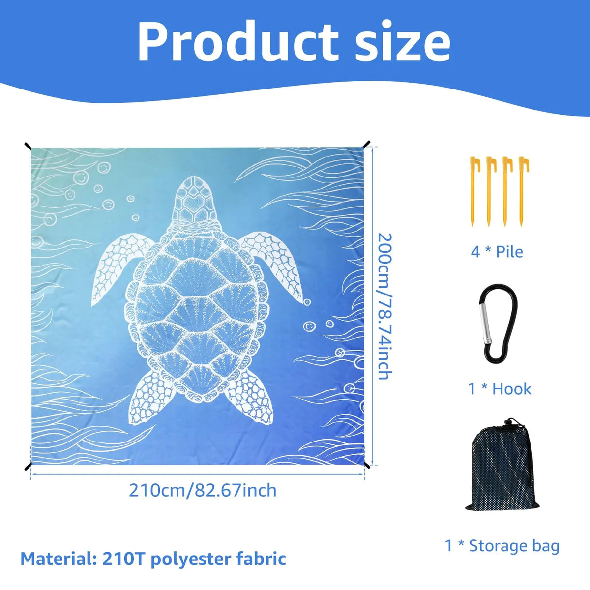Beach Blanket Waterproof Sandproof Foldable Large Lightweight Pad Portable Soft Quick Dry Picnic Mat for Outdoor Travel Camping