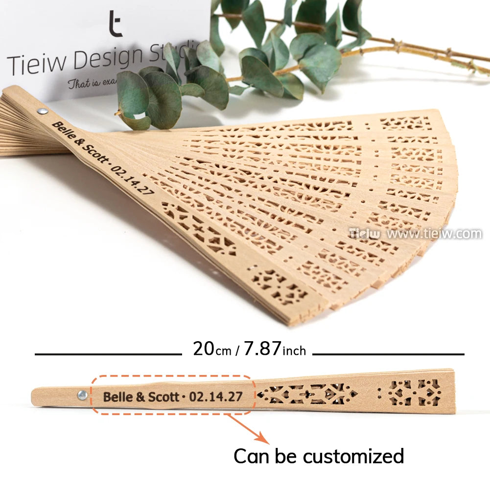 Custom Wedding Fans-Hand Fan For Bridal Shower Beach And Summer Wedding Favors-Personalized Rustic And Elegant Wooden Fan