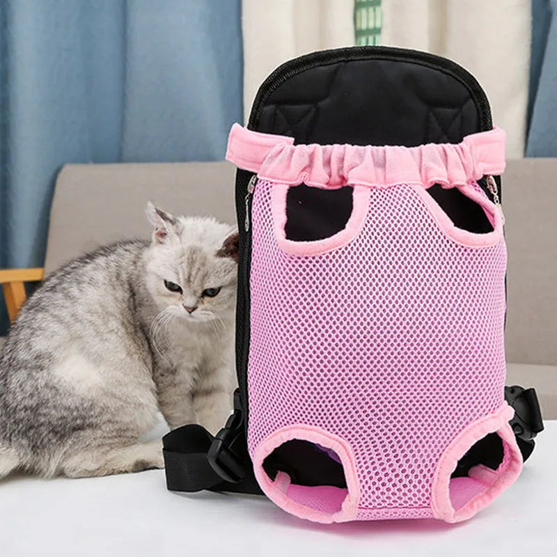 Adjustable Dog Front Carrier Legs Out Dog Breathable Portable Travel Pet Dog Carrier Backpack Mesh Carrier for Dog Cats Outdoor
