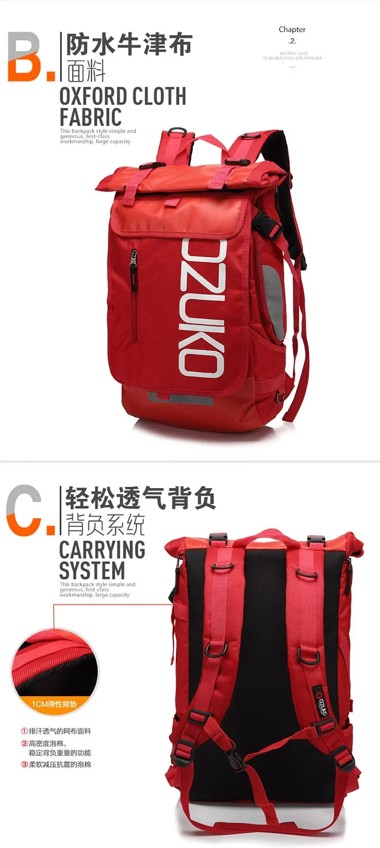 OZUKO Schoolbag for Teenager 15.6 inch Laptop Water   Backpack 49*28*14 Men   Student Backpacks Male Travel Mochila Fashion